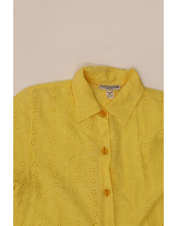 NARACAMICIE Womens Short Sleeve Shirt UK 12 Medium Yellow Cotton Vintage Naracamicie and Second-Hand Naracamicie from Messina Hembry 