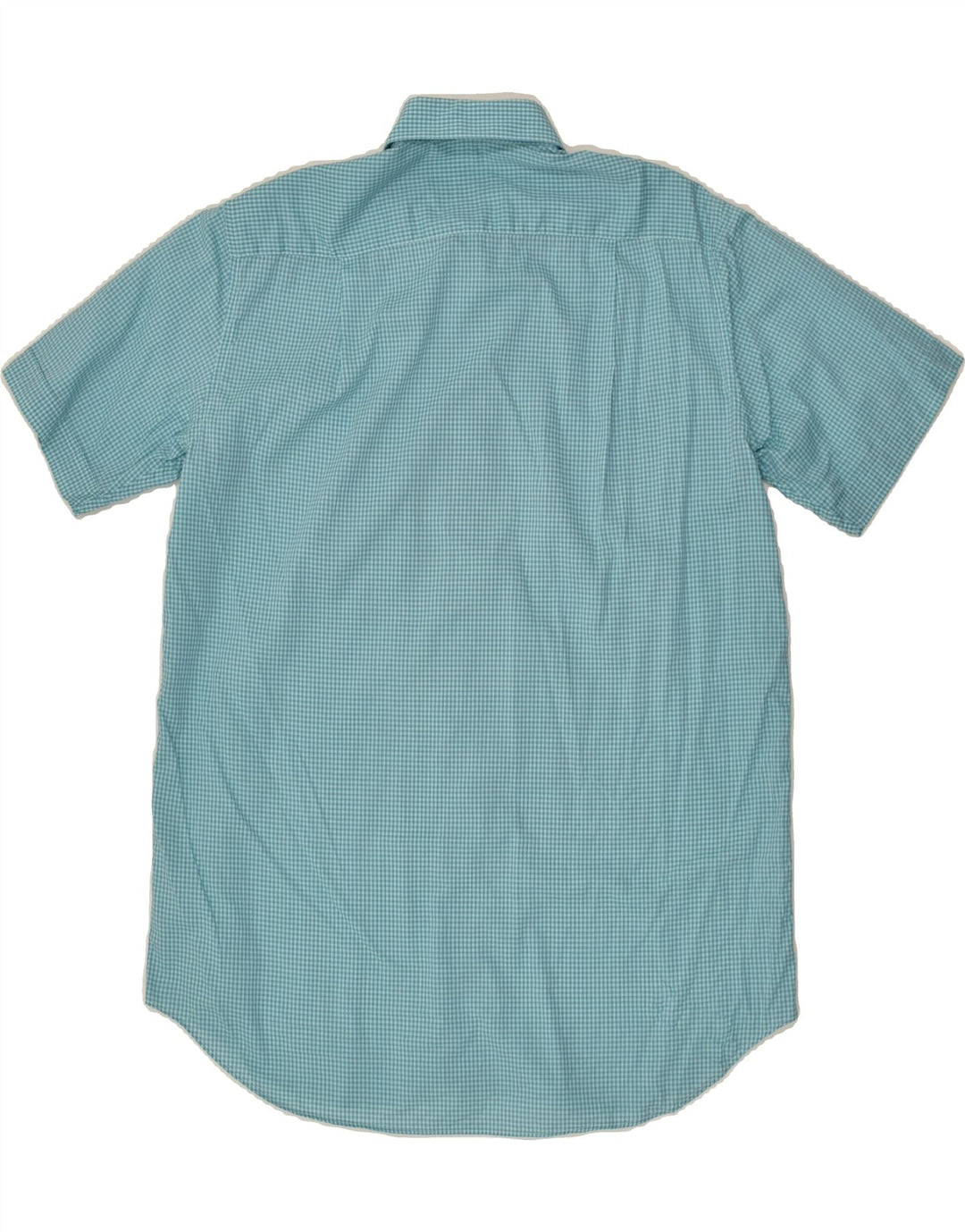 VINTAGE Mens Short Sleeve Shirt Small Turquoise Gingham | Vintage Vintage | Thrift | Second-Hand Vintage | Used Clothing | Messina Hembry 