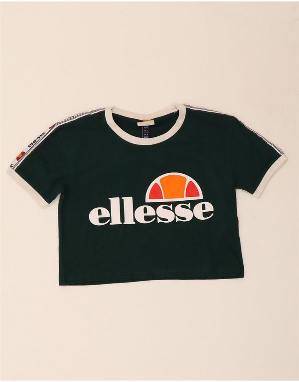 ELLESSE Женская укороченная футболка с рисунком Top UK 4 XS, зеленый хлопок
