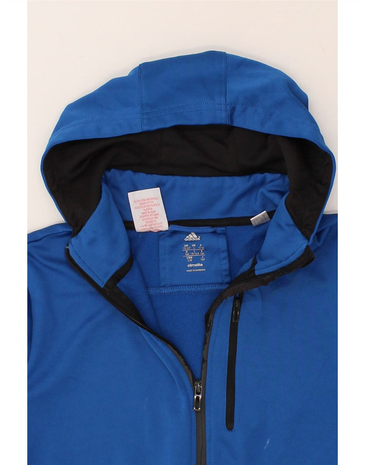 ADIDAS Boys Graphic Zip Hoodie Sweater 13-14 Years Blue Polyester Vintage Adidas and Second-Hand Adidas from Messina Hembry 