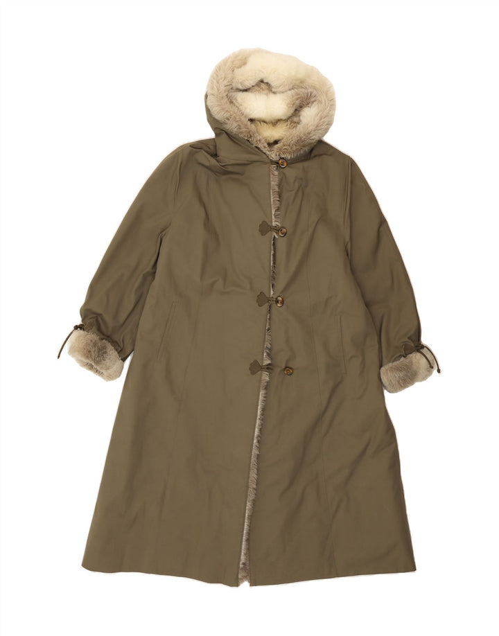 JOLIPEL Womens Hooded Overcoat IT 48 XL Khaki Polyester Vintage Jolipel and Second-Hand Jolipel from Messina Hembry 