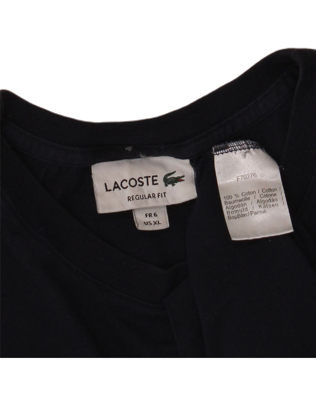 LACOSTE Мужская футболка стандартного кроя, размер 6 XL, темно-синий, хлопок