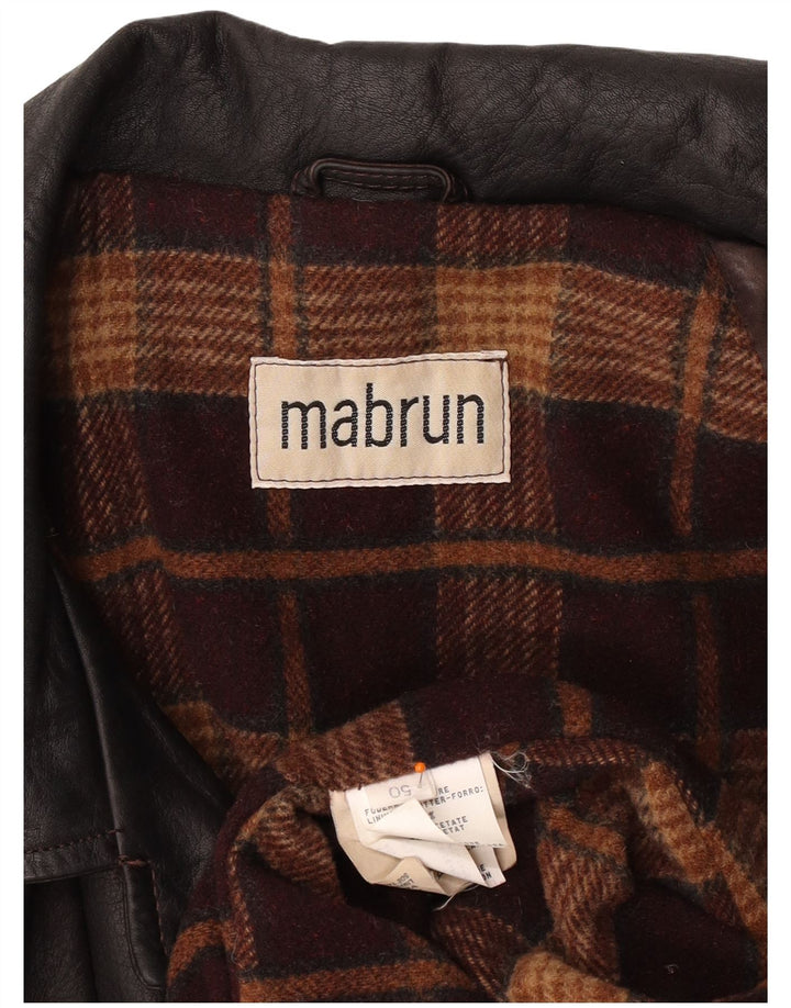 MABRUN Женское кожаное пальто оверсайз IT 50 XL Коричневое кожаное