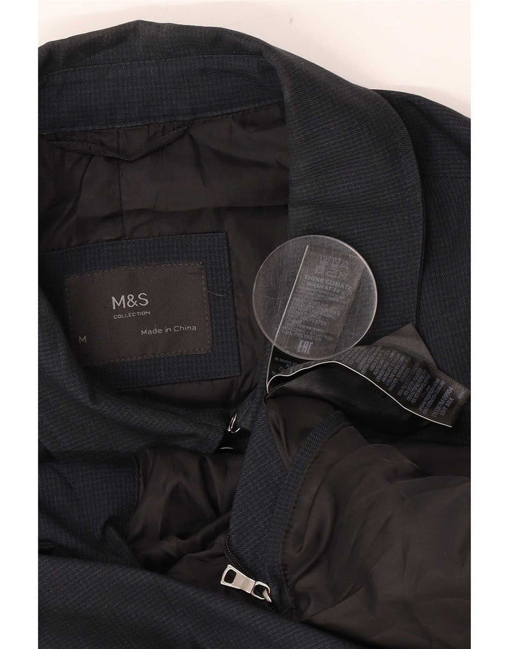 Мужское пальто Marks & Spencer UK 38, средний темно-синий, полиэстер с узором «гусиные лапки»