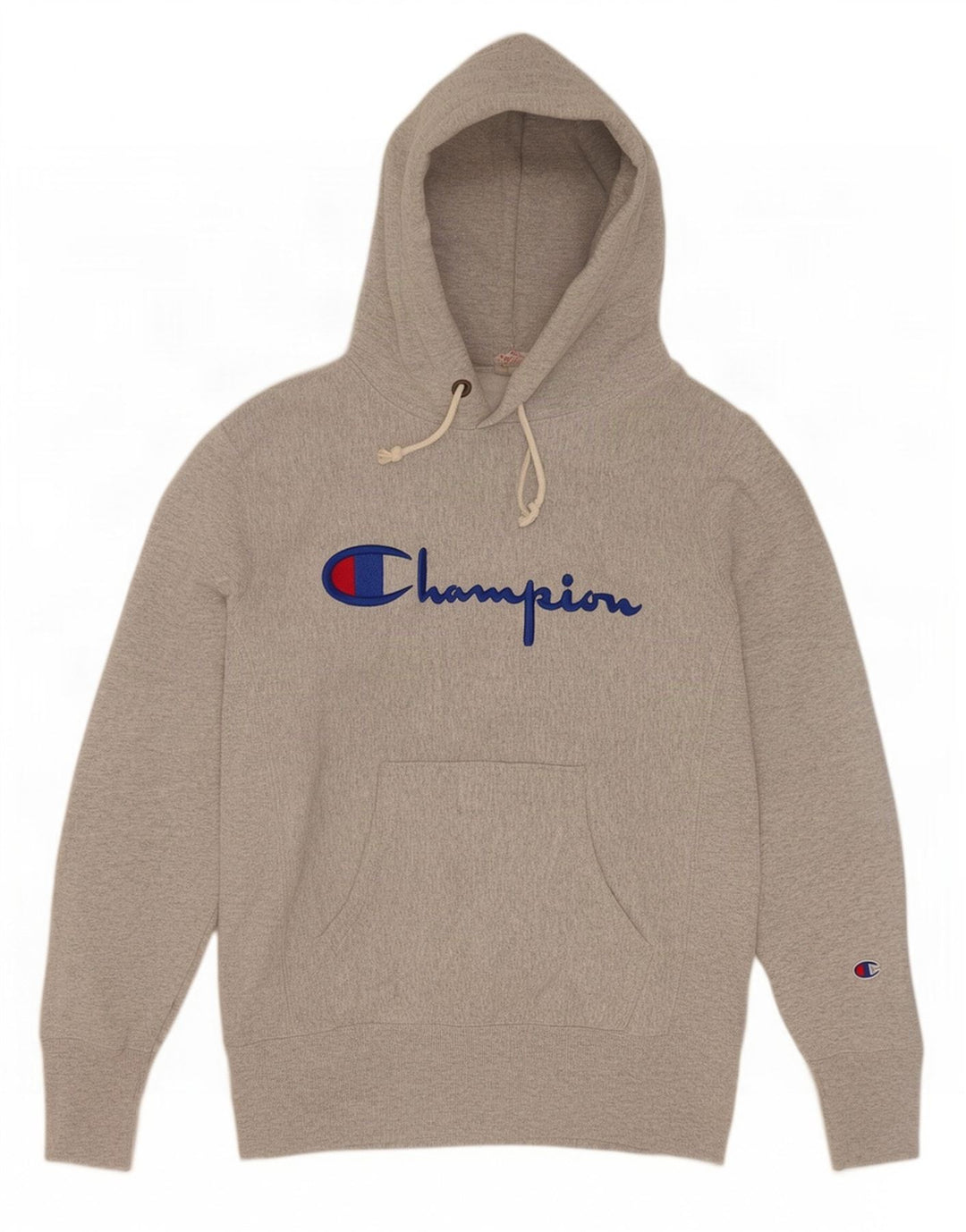 Мужской джемпер с капюшоном с рисунком обратного плетения Champion, хлопковый джемпер среднего серого цвета