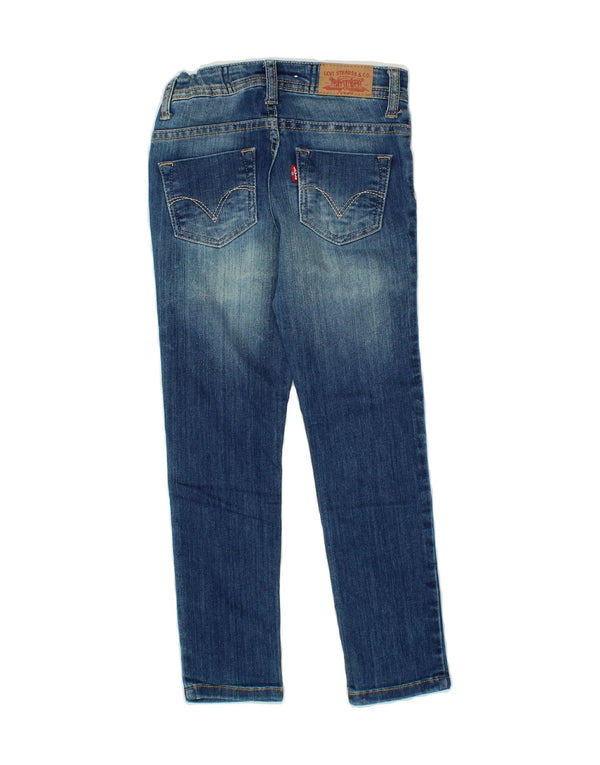 LEVI'S Girls Skinny Jeans 7-8 Years W21 L22  Navy Blue Cotton