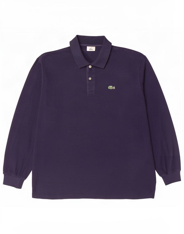 Мужская рубашка-поло Lacoste с длинным рукавом, размер 7, 2XL, темно-синяя, хлопок