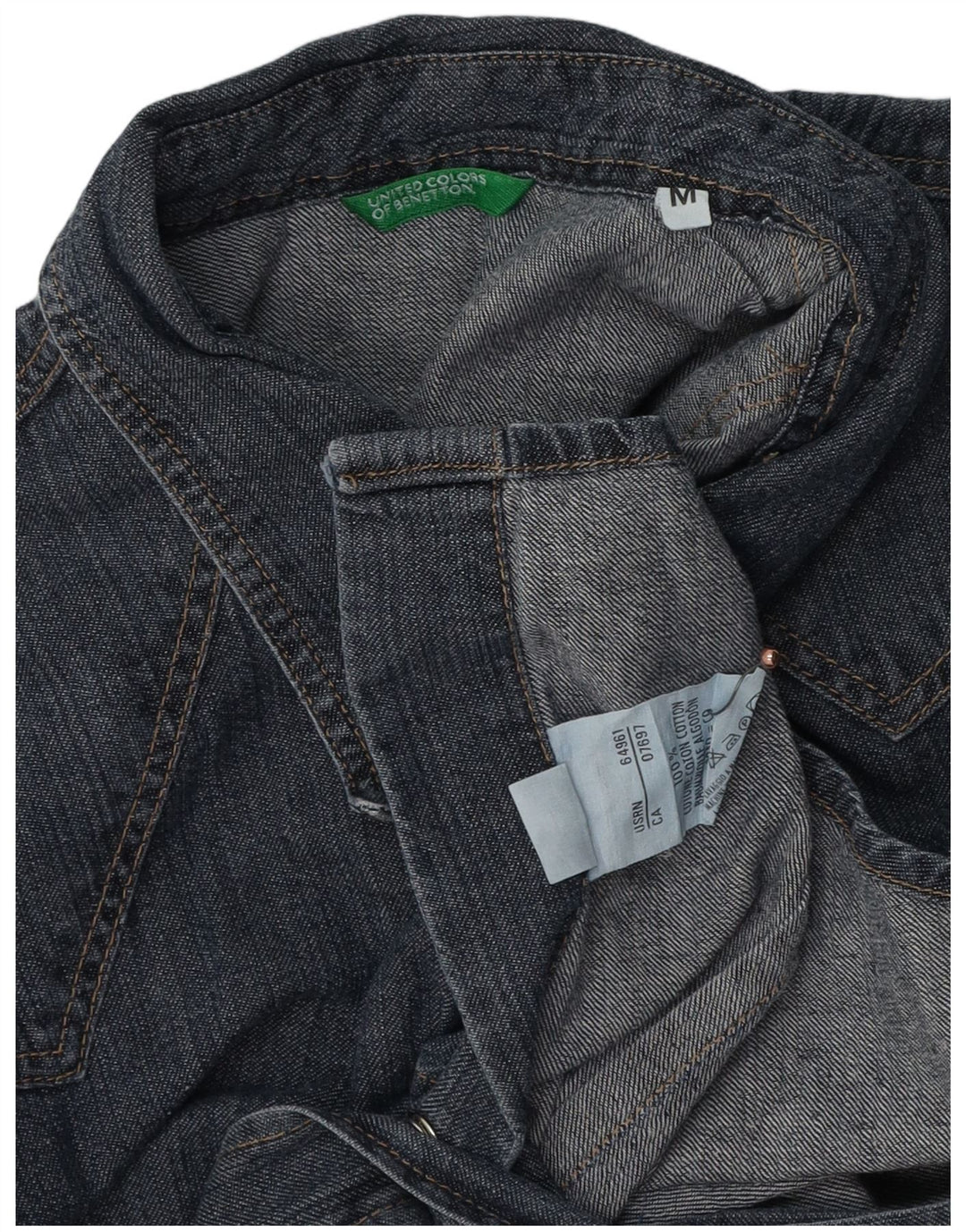 Женская джинсовая рубашка BENETTON UK 14, средний темно-синий хлопок