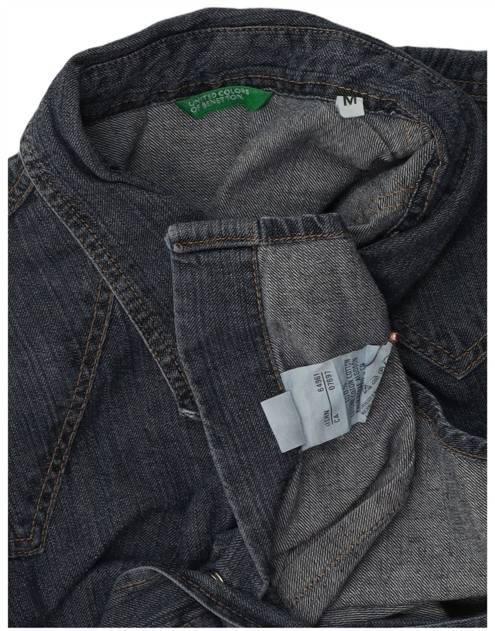 Женская джинсовая рубашка BENETTON UK 14, средний темно-синий хлопок