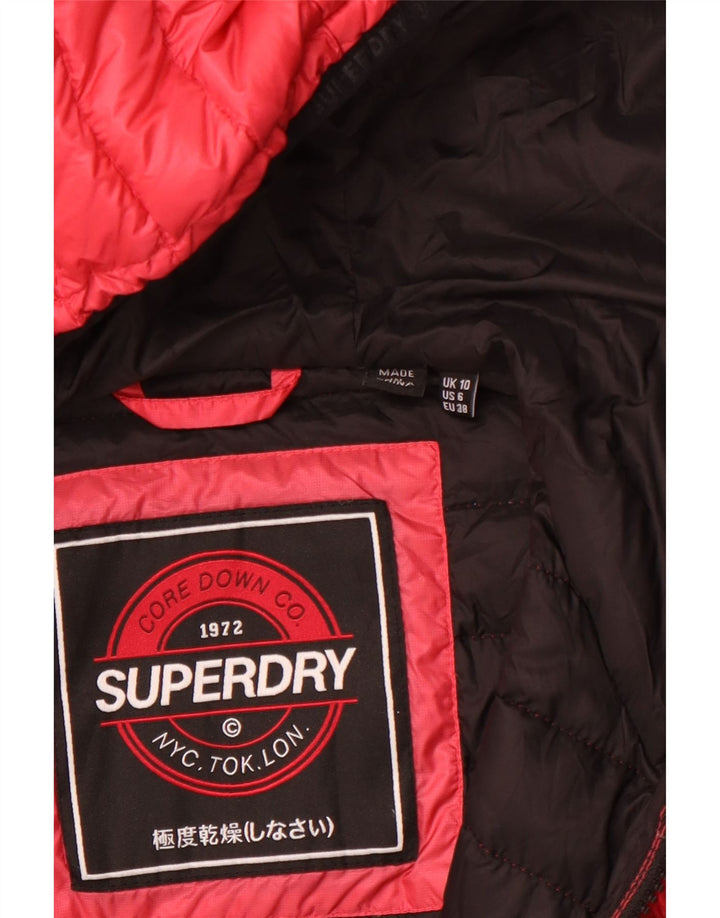 SUPERDRY Женская стеганая куртка с капюшоном UK 10, маленькая розовая