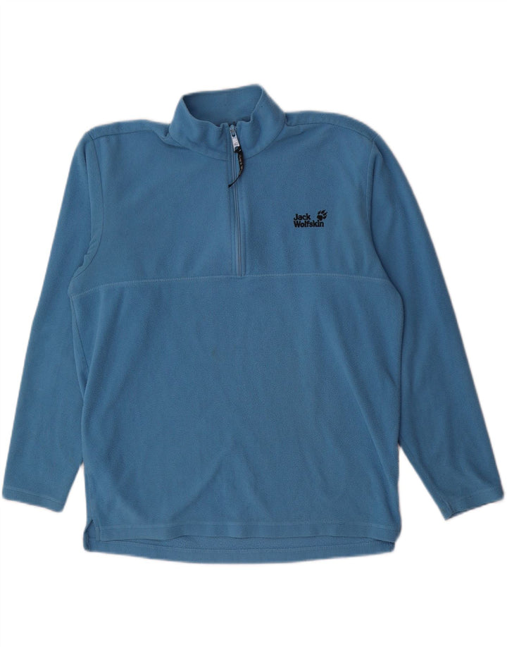JACK WOLFSKIN Mens Zip Neck Fleece Jumper UK 34 Small Blue Polyester