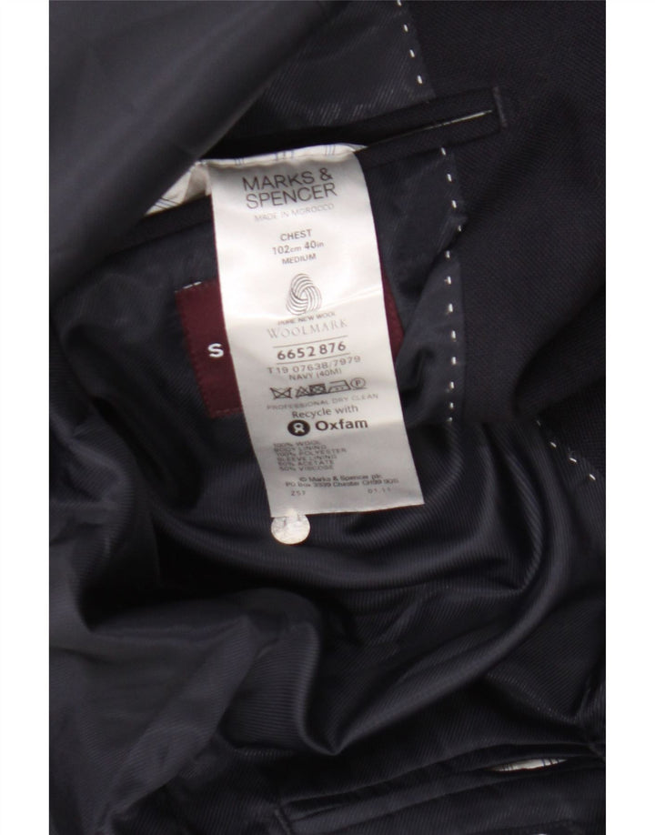 Мужской пиджак на двух пуговицах Marks & Spencer UK 40, средний темно-синий, шерстяной