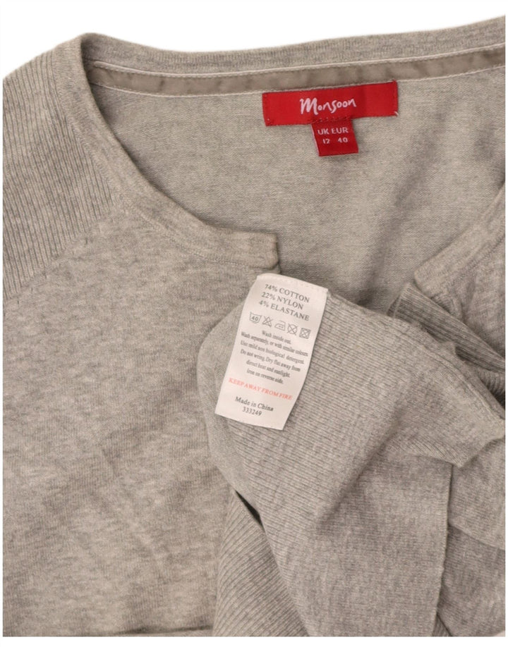 MONSOON Womens Cardigan Sweater UK 12 Medium Grey Cotton