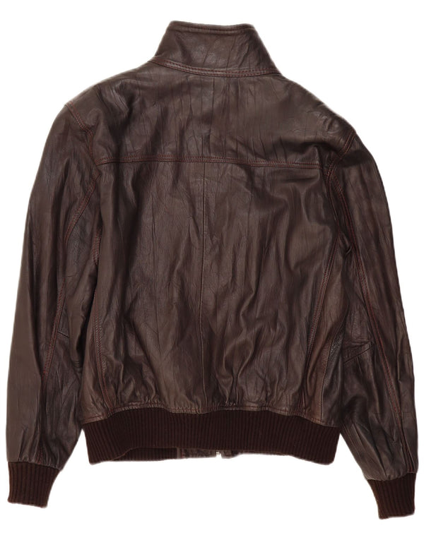 Мужская кожаная куртка-бомбер VINTAGE UK 36 маленькая коричневая кожа