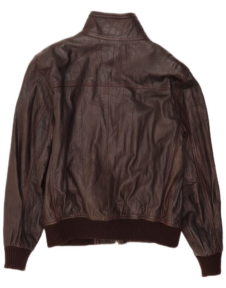 Мужская кожаная куртка-бомбер VINTAGE UK 36 маленькая коричневая кожа