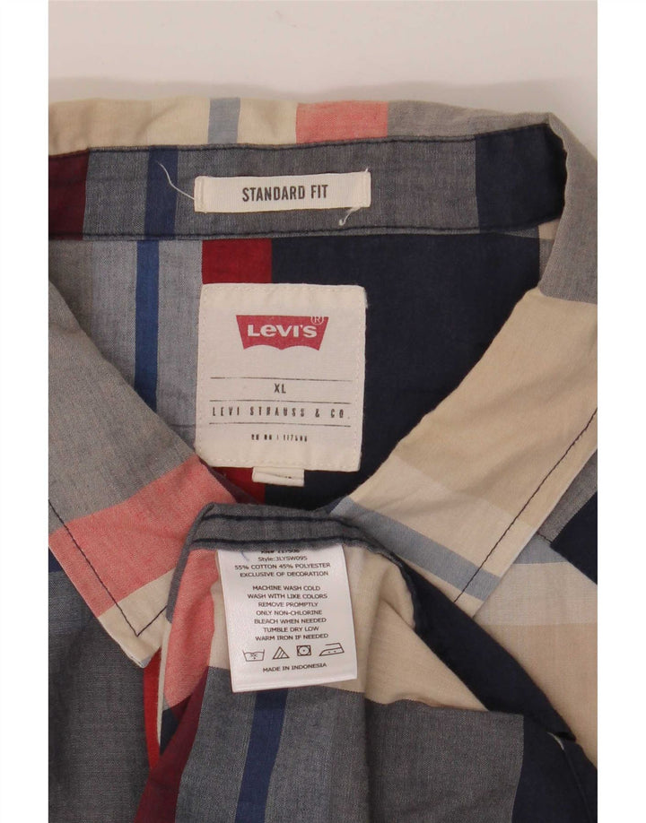 Мужская рубашка стандартного кроя с коротким рукавом Levi's XL, хлопковая разноцветная клетка