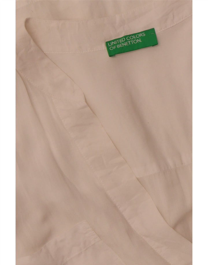 BENETTON Женская блузка с длинным рукавом, топ UK 18 XL, белый