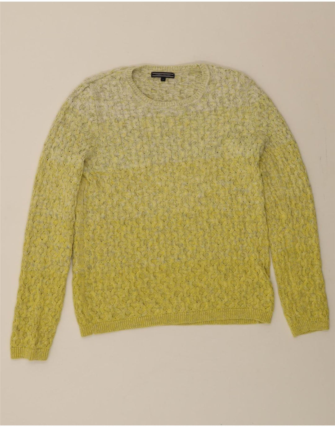 TOMMY HILFIGER Womens Crew Neck Jumper Sweater UK 14 Medium Yellow Vintage Tommy Hilfiger and Second-Hand Tommy Hilfiger from Messina Hembry 