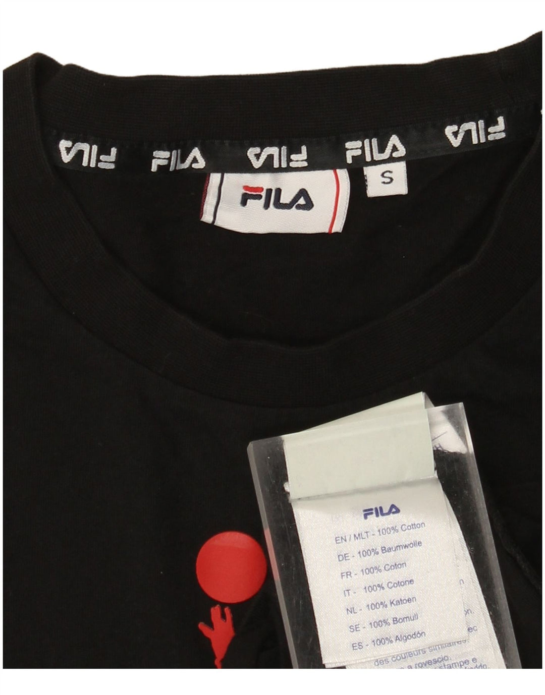 Мужская футболка с рисунком Fila, маленький черный хлопок