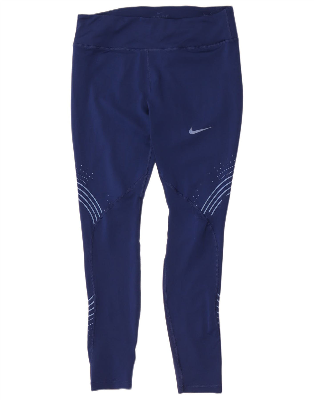 Женские леггинсы Nike Dri Fit UK 14, большие темно-синие, полиэстер с геометрическим рисунком