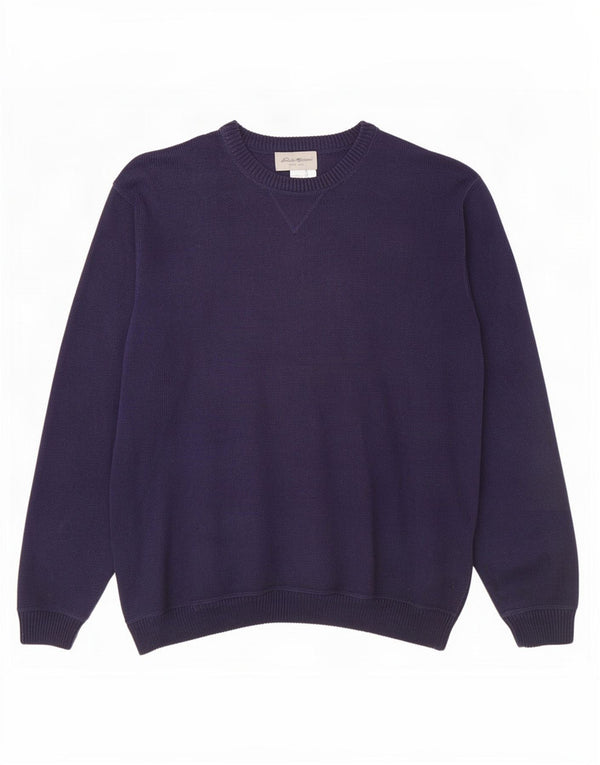 Eddie Bauer Mens Boat Neck Jumper Sweater XL Navy Blue Cotton
