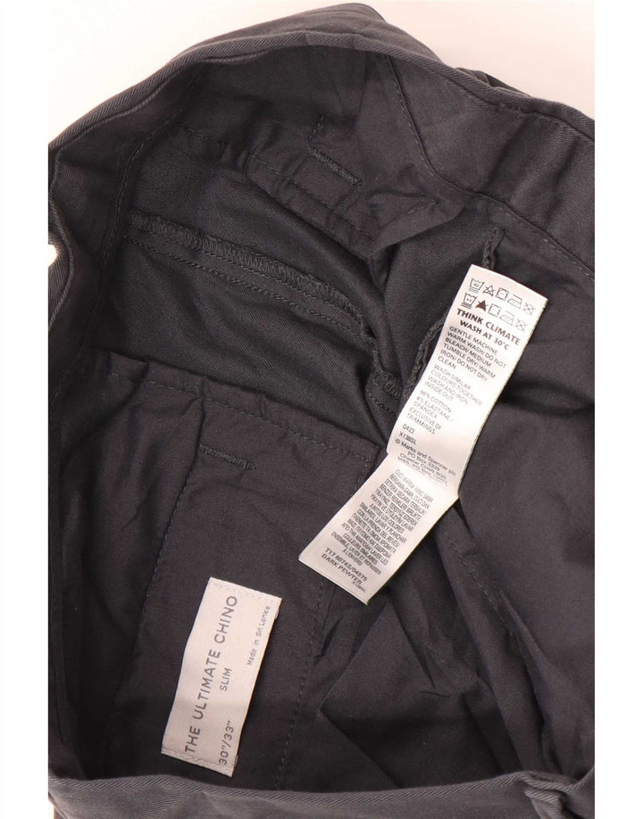 Мужские узкие брюки-чиносы Marks & Spencer W30 L33 серые, хлопковые