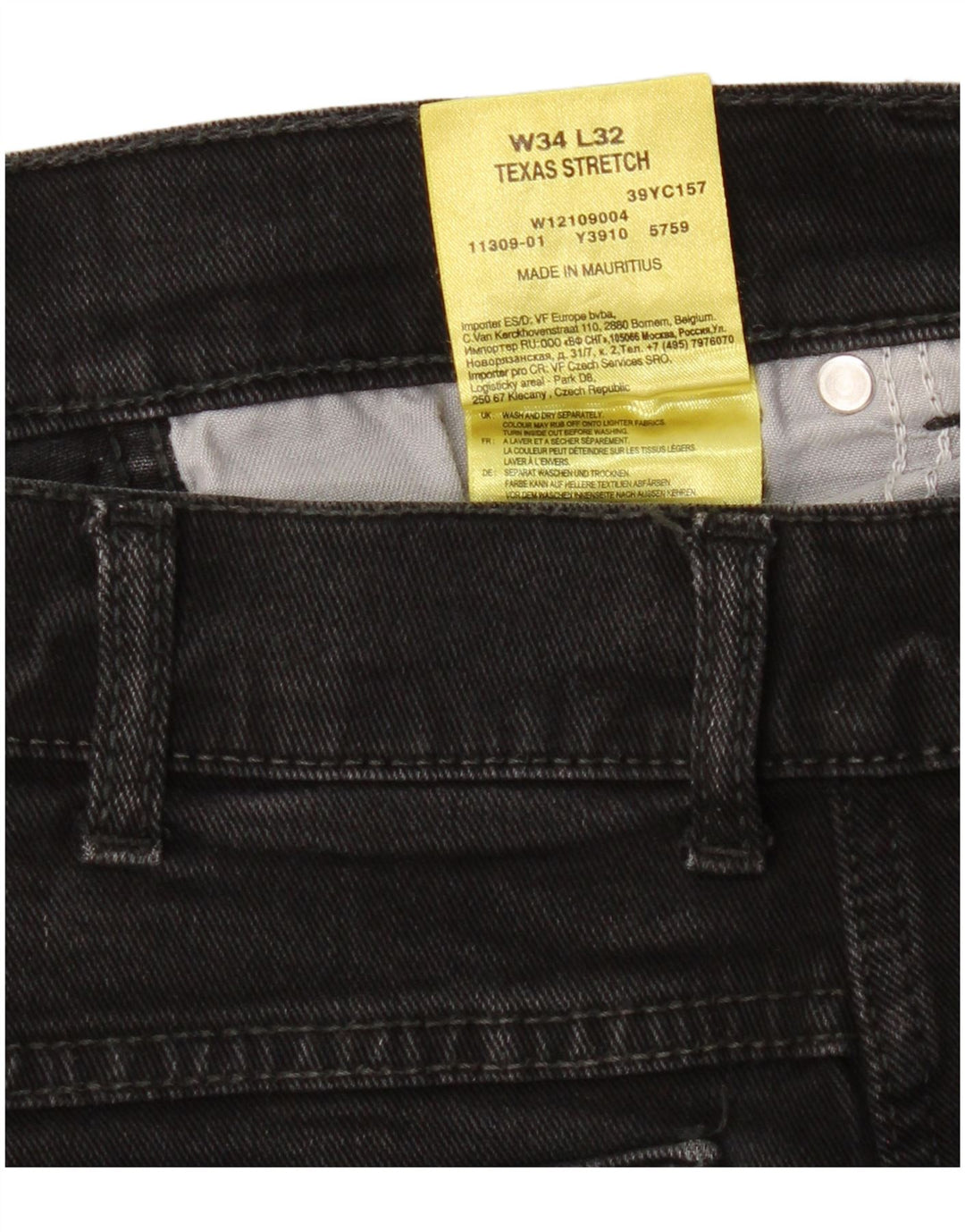 Мужские прямые джинсы Wrangler Texas Stretch W34 L32, черный хлопок