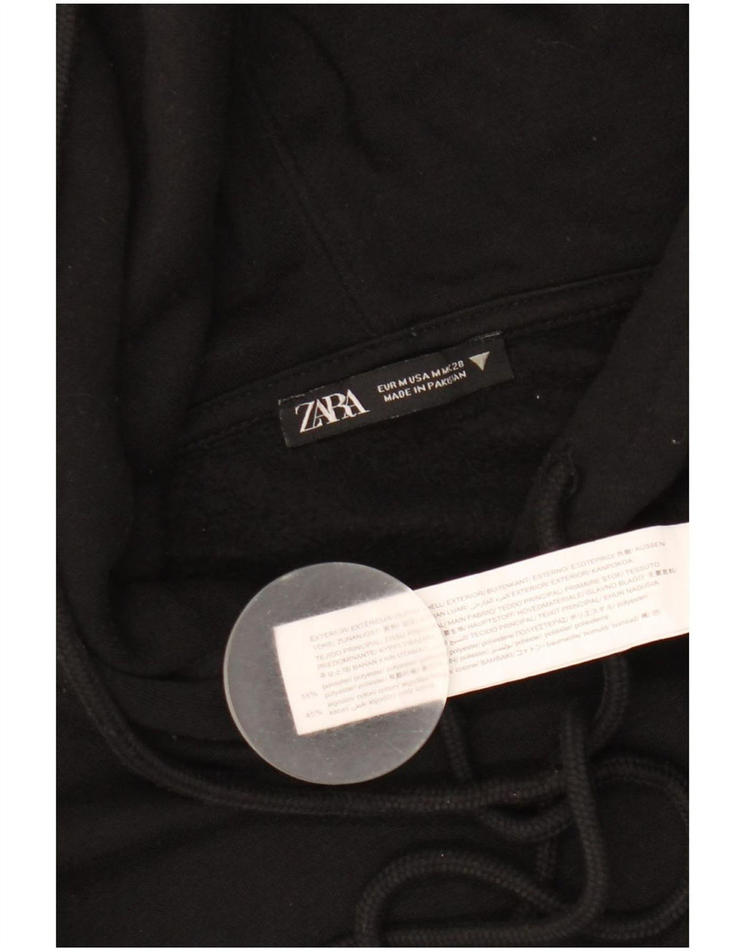 Женский укороченный джемпер с капюшоном Zara UK 14, средний черный, полиэстер