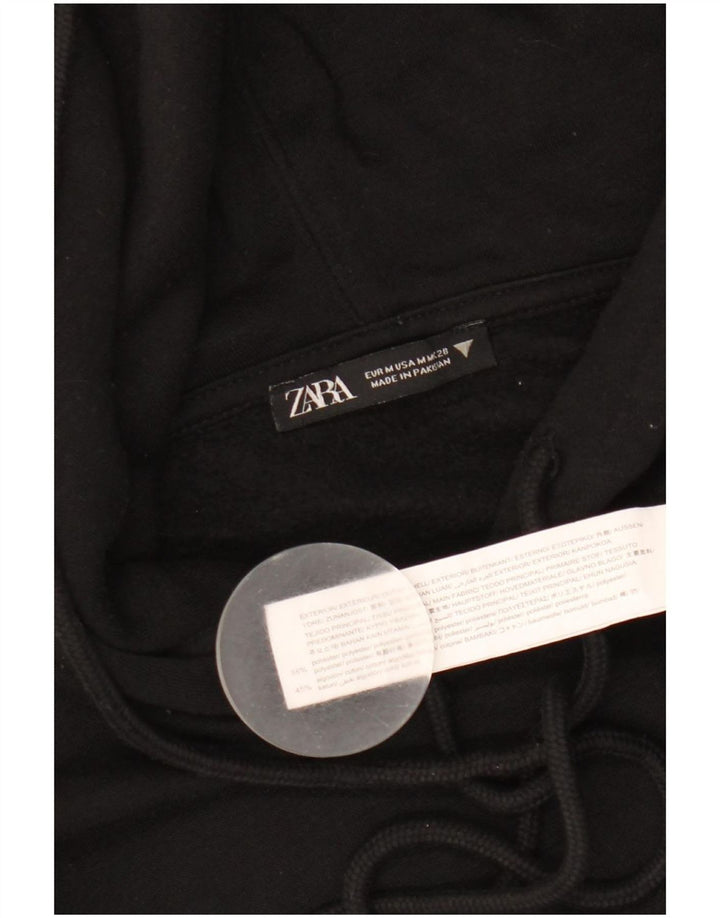 Женский укороченный джемпер с капюшоном Zara UK 14, средний черный, полиэстер