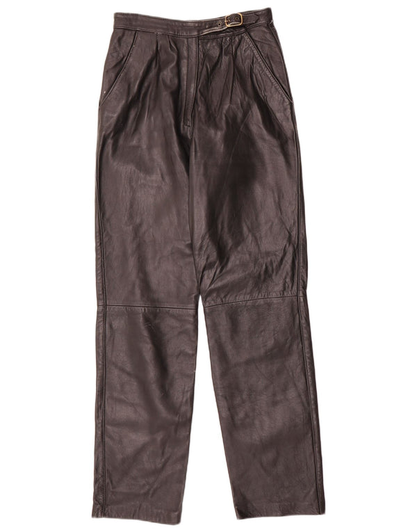 Винтажные женские кожаные брюки с высокой талией IT 42 Medium W24 L30 Черные
