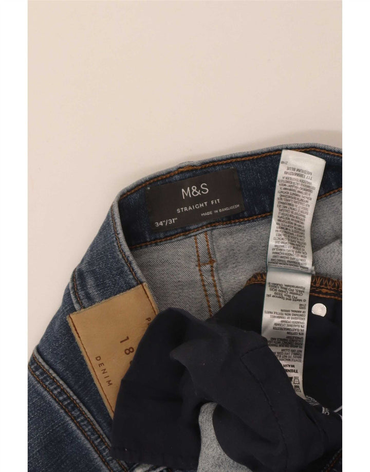 Мужские прямые джинсы Marks & Spencer W34 L31 синие, хлопок