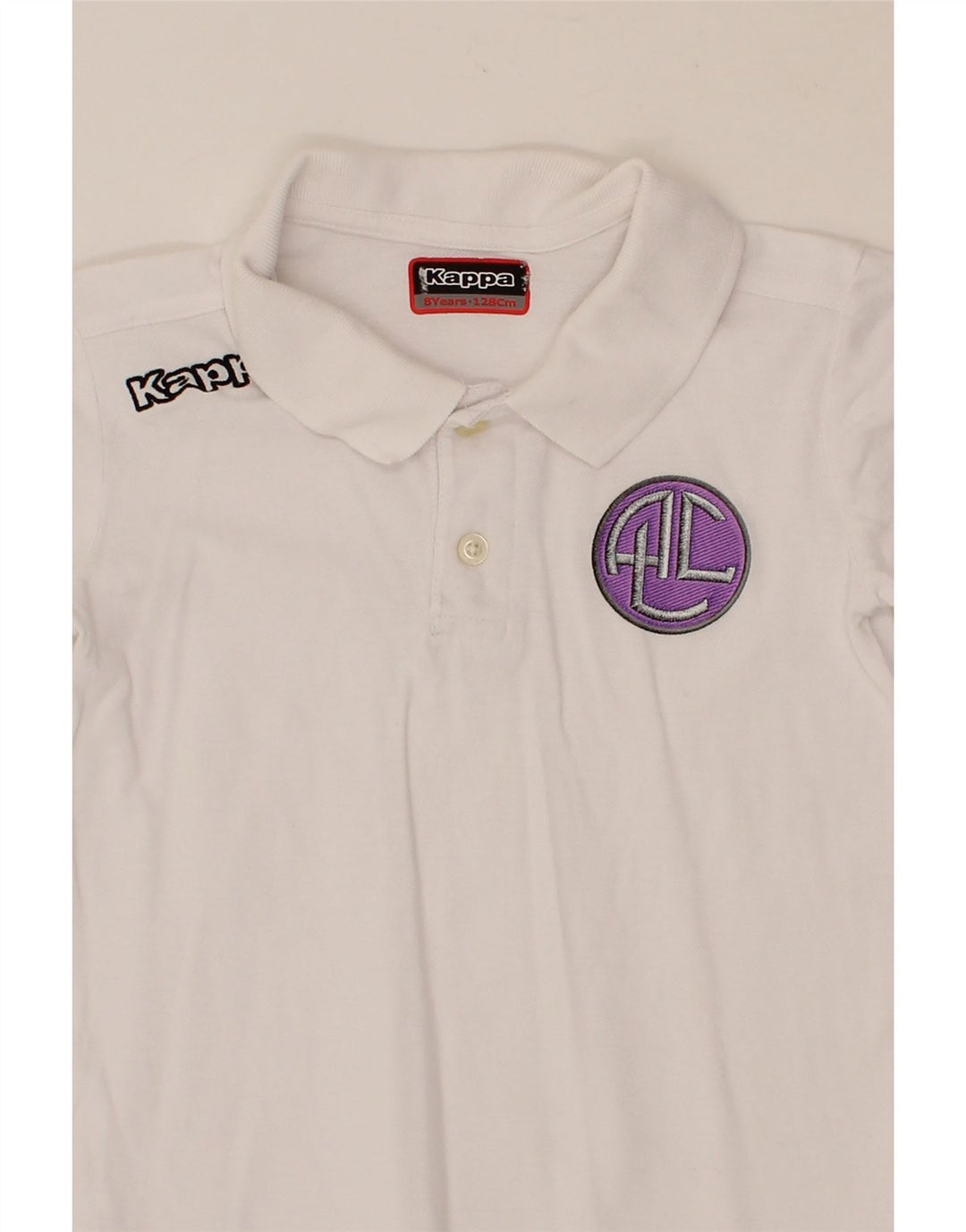 KAPPA Boys Graphic Polo Shirt 7-8 Years White Cotton Vintage Kappa and Second-Hand Kappa from Messina Hembry 