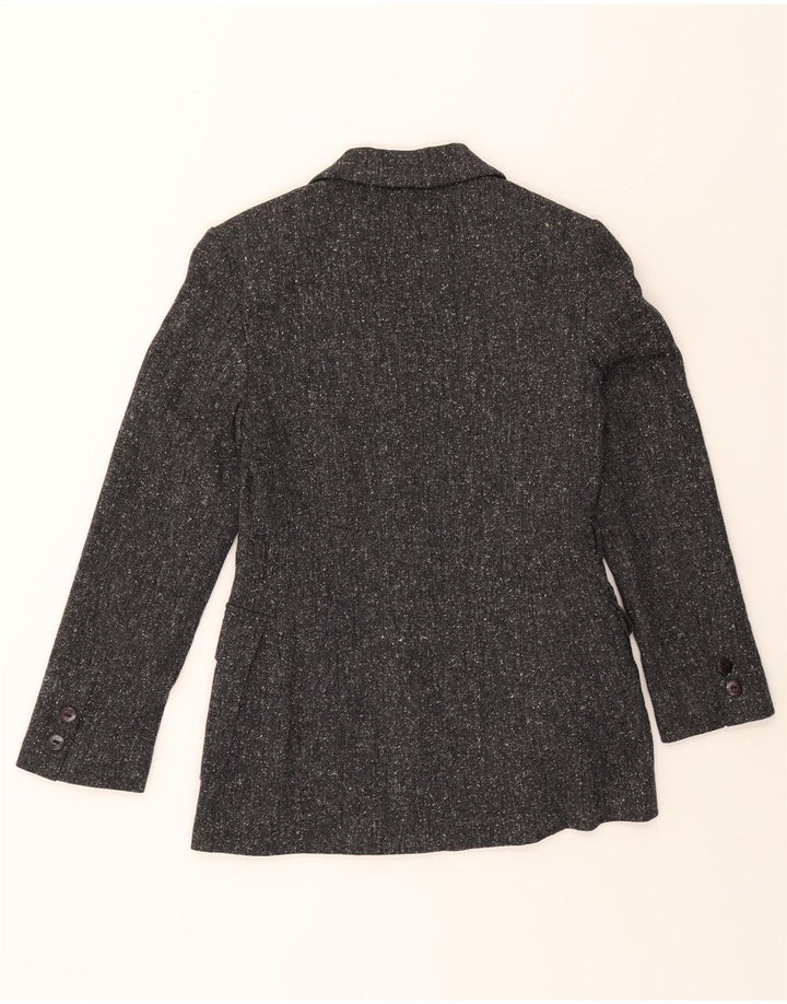 VINTAGE Womens 4 Button Blazer Jacket IT 42 Medium Grey Flecked Linen Vintage Vintage and Second-Hand Vintage from Messina Hembry 