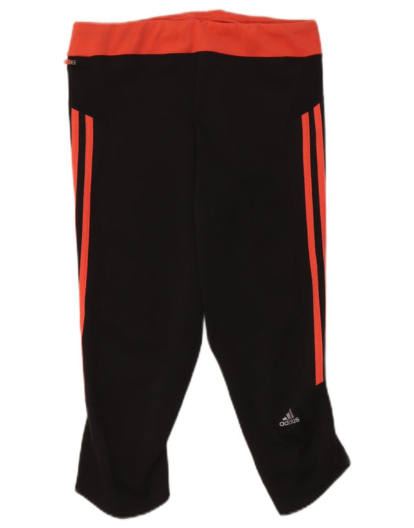 Женские леггинсы-капри Adidas Climalite UK 14, средние черные с цветными блоками