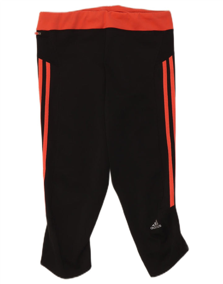 Женские леггинсы-капри Adidas Climalite UK 14, средние черные с цветными блоками