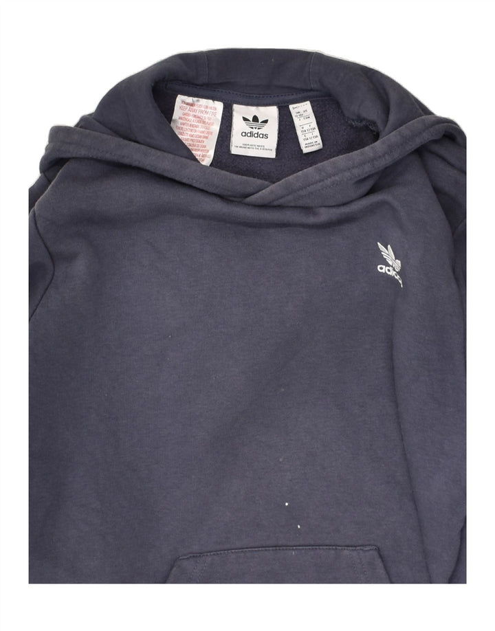 ADIDAS Boys Hoodie Jumper 12-13 Years Navy Blue Cotton | Vintage Adidas | Thrift | Second-Hand Adidas | Used Clothing | Messina Hembry 