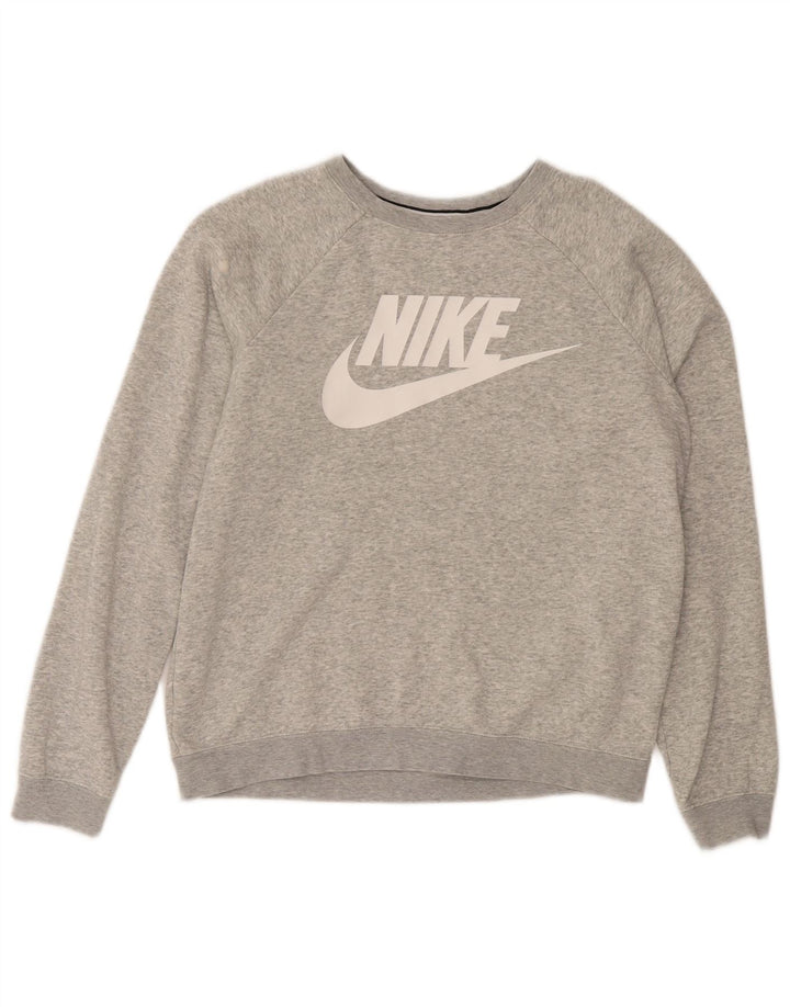 Женский джемпер большого размера с рисунком Nike UK 10, маленький серый хлопковый