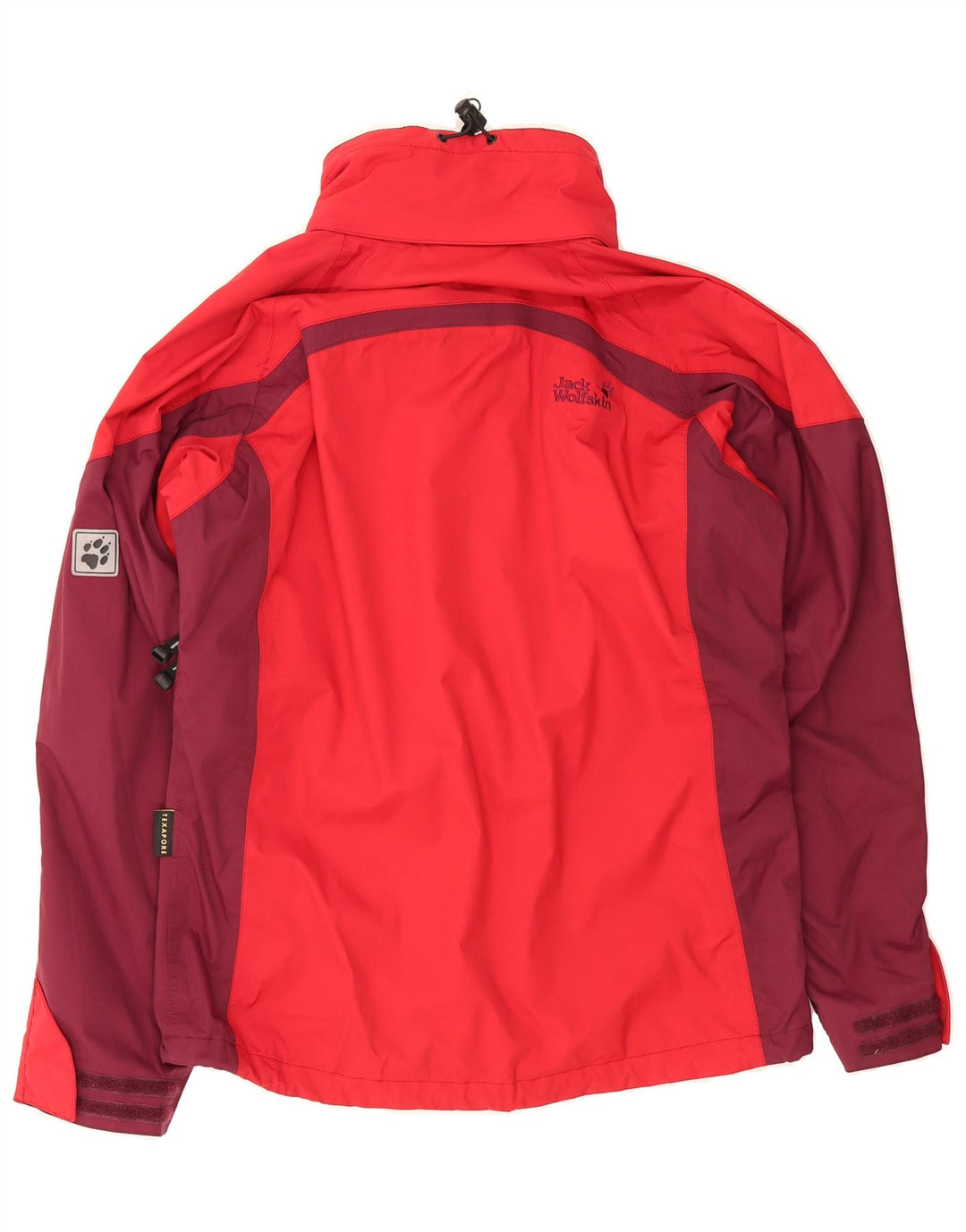 JACK WOLFSKIN Womens Rain Jacket UK 12 Medium Red Colourblock Polyamide Vintage Jack Wolfskin and Second-Hand Jack Wolfskin from Messina Hembry 