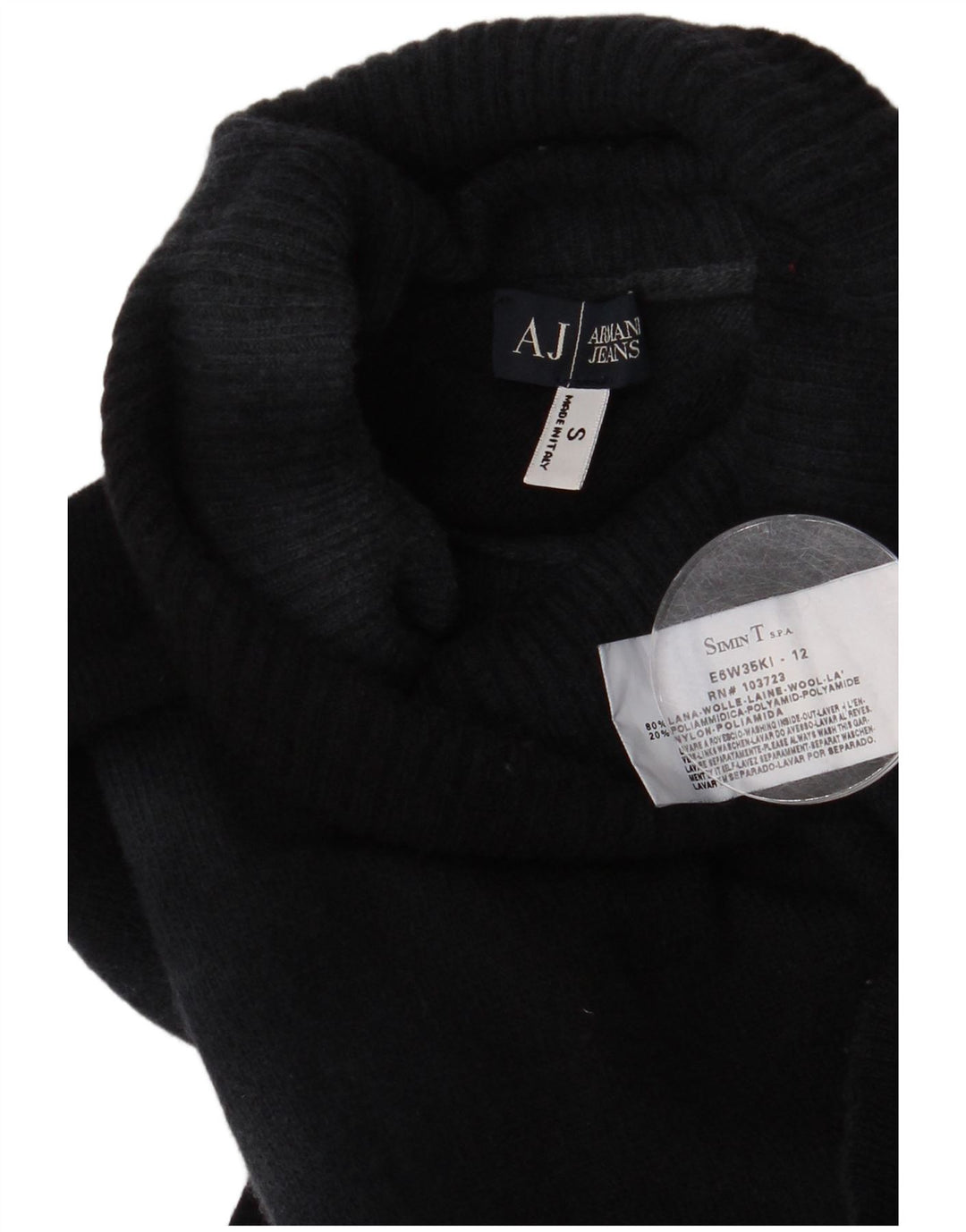 Женский джемпер с высоким воротником Armani Jeans UK 10, маленький темно-синий тай-дай