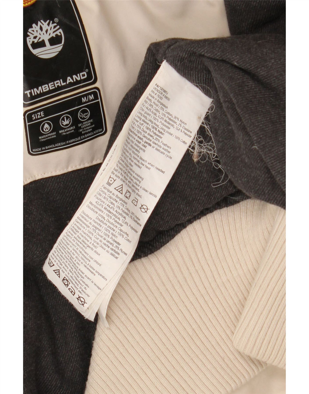 Мужская куртка-бомбер Timberland с капюшоном UK 38, средний бежевый, хлопок