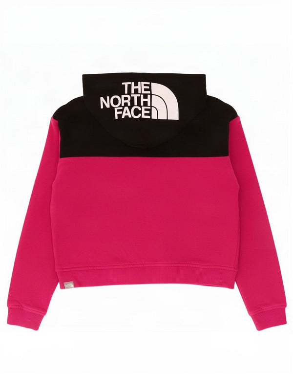 Укороченный джемпер с капюшоном The North Face для девочек 14–15 лет, размер XL, розовый с цветными блоками