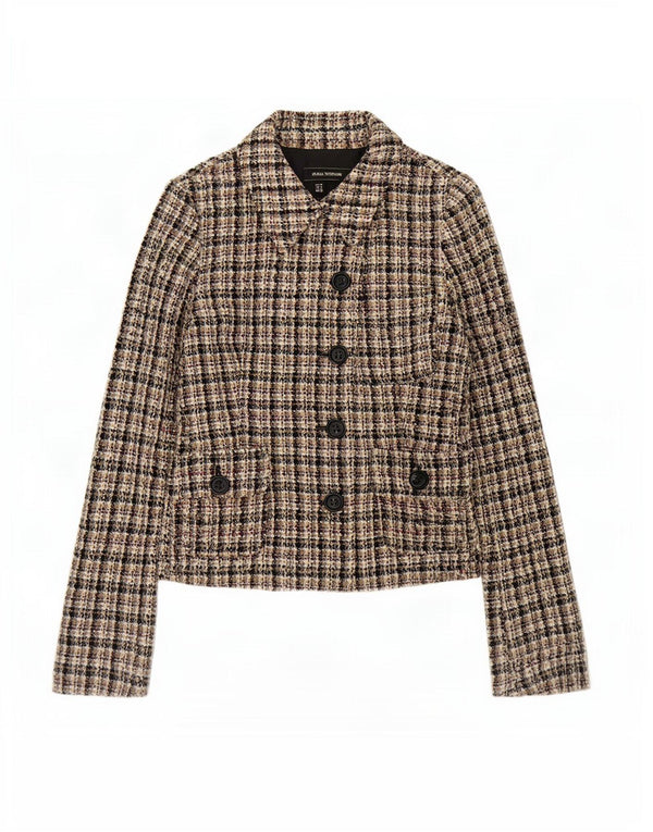 Zara Womens 5 Button Blazer Jacket UK 12 Medium Multicoloured Check