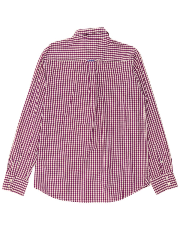 Crew Clothing Мужская рубашка большого размера из хлопка в клетку фиолетового цвета