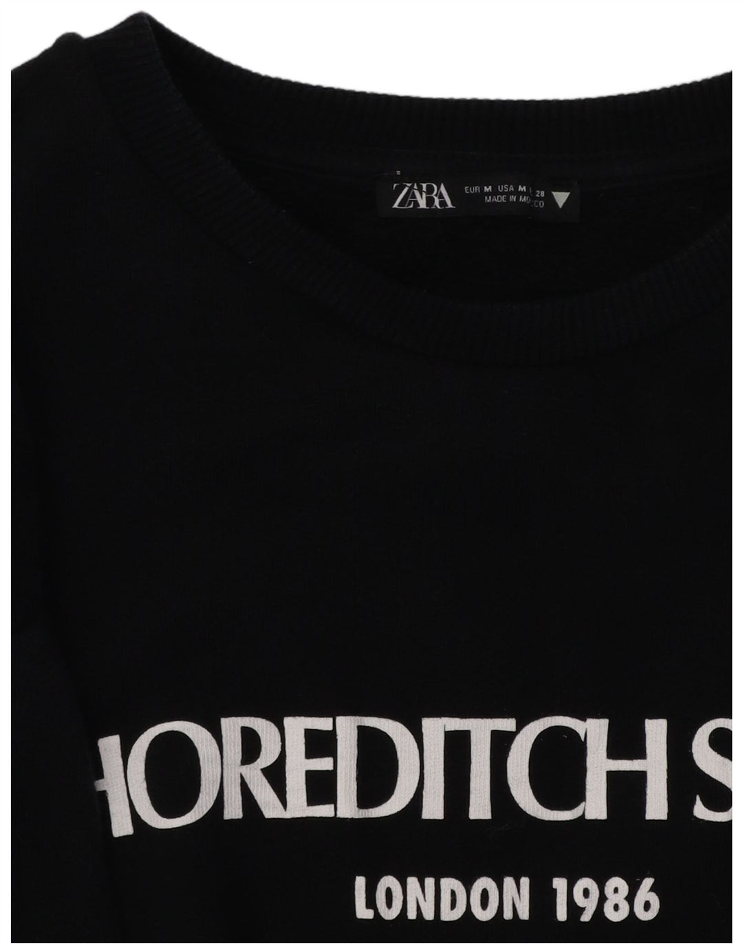 Женское платье-свитшот с графическим рисунком ZARA UK 14, средний черный хлопок, хлопок