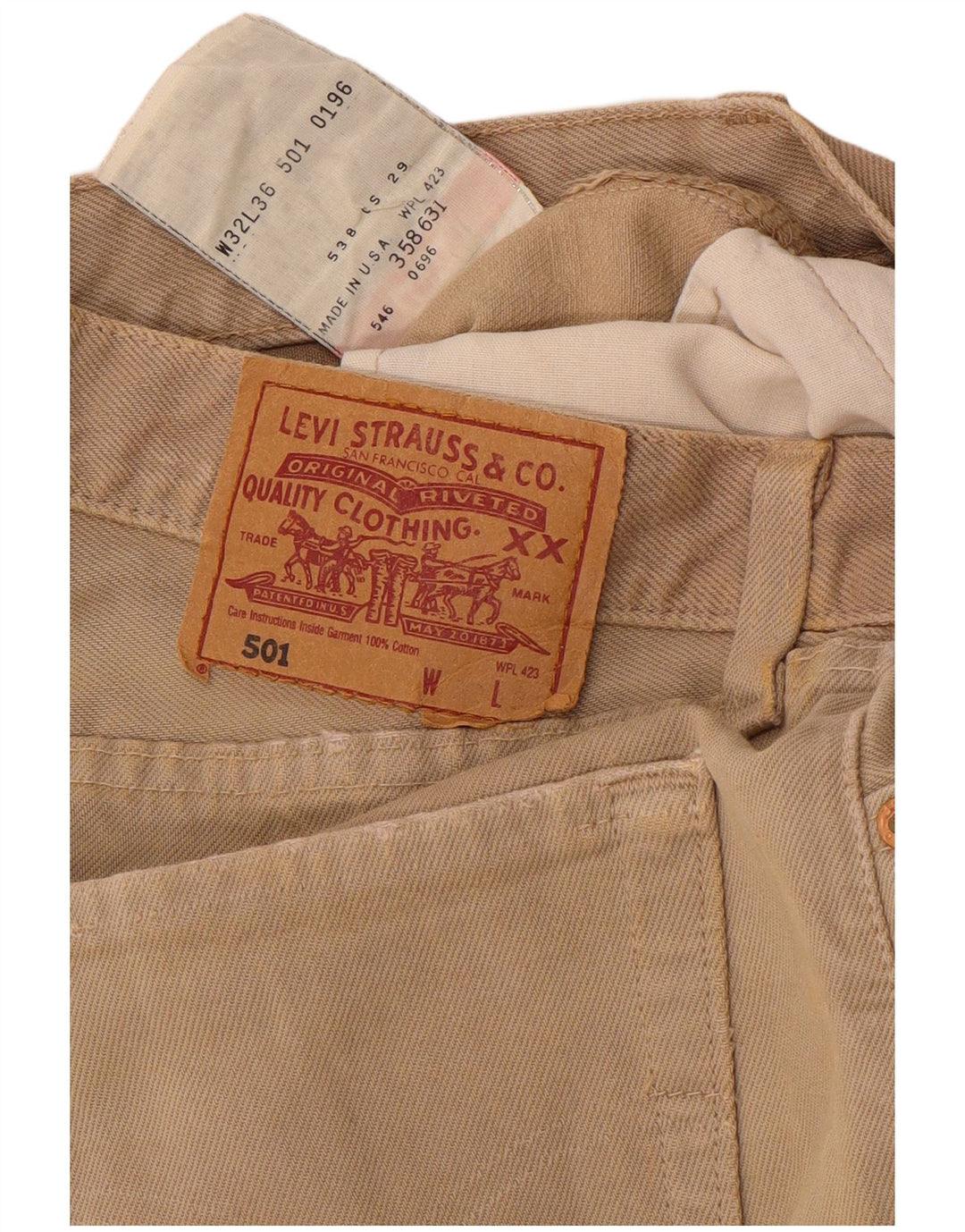 Мужские джинсовые шорты LEVI'S 501 W32, средний бежевый хлопок