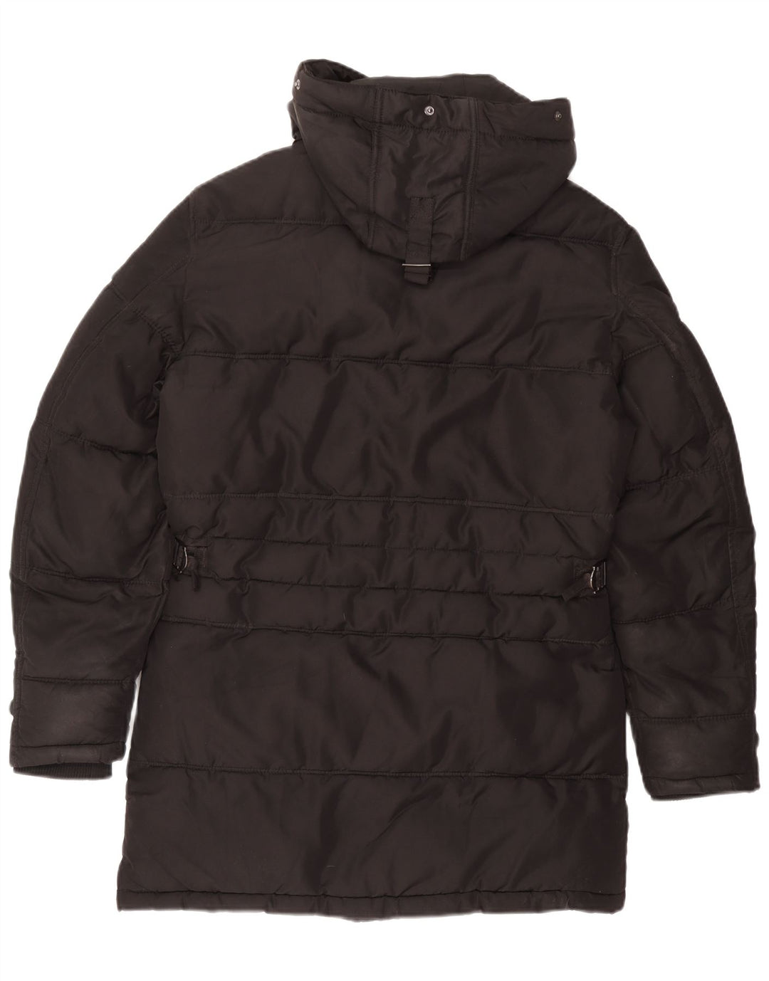 Мужское стеганое пальто с капюшоном Zara UK 36, маленький черный полиэстер