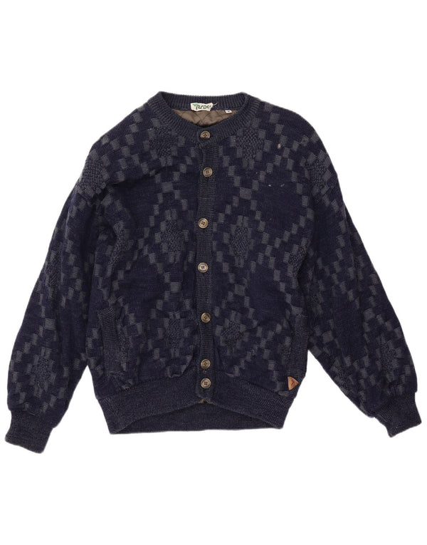 ВИНТАЖНЫЙ мужской кардиган-свитер, большой размер, темно-синий, вискоза с геометрическим рисунком