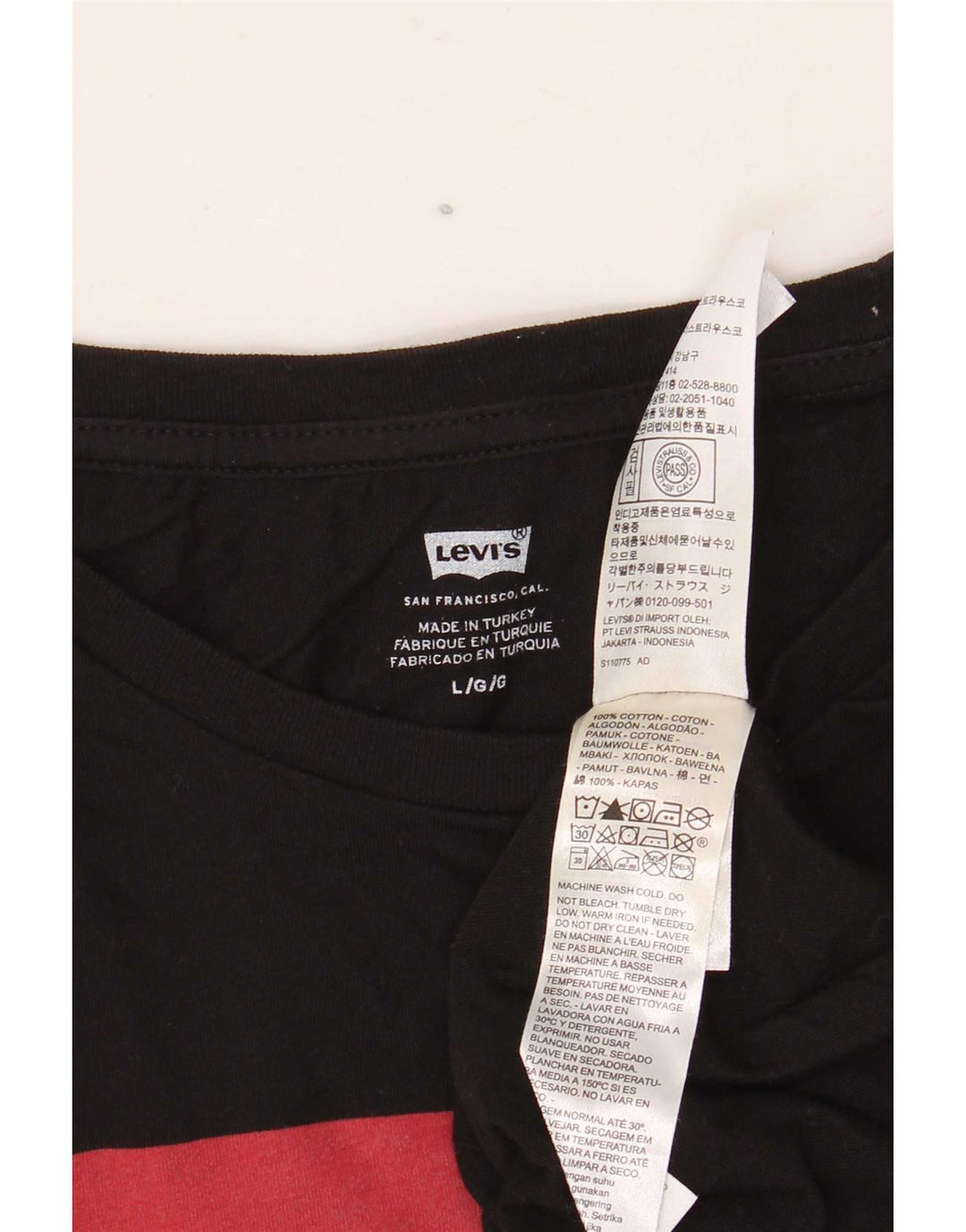 Мужской топ с рисунком Levi's, длинный рукав, большой черный хлопок, хлопок