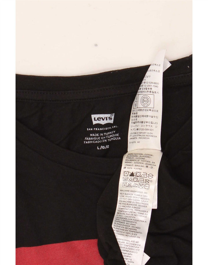 Мужской топ с рисунком Levi's, длинный рукав, большой черный хлопок, хлопок