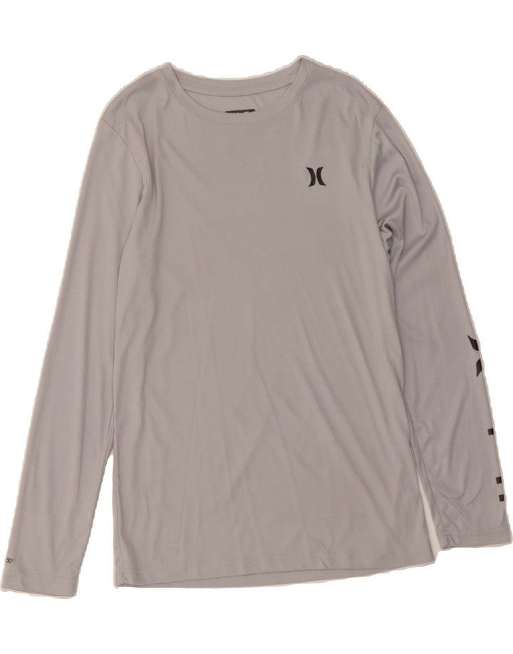 HURLEY Boys Graphic Top Long Sleeve 14-15 Years Large Grey Polyester Vintage Hurley and Second-Hand Hurley from Messina Hembry 